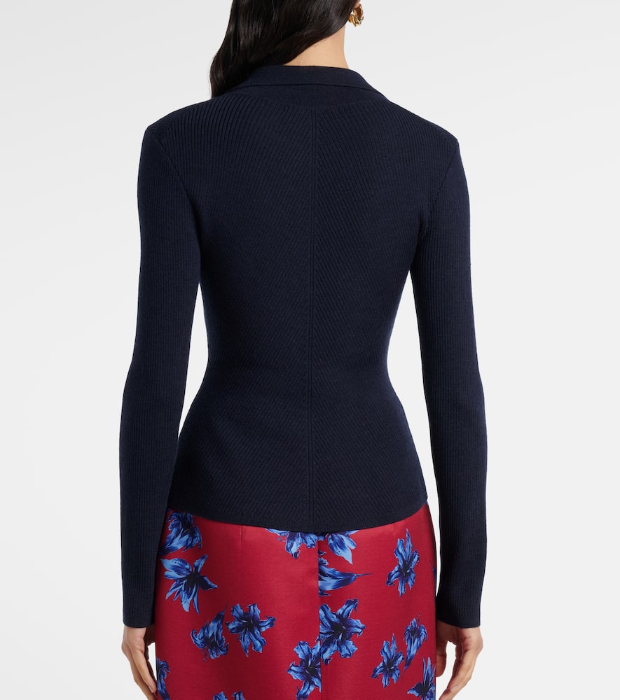 Austin ribbed-knit wool polo sweater