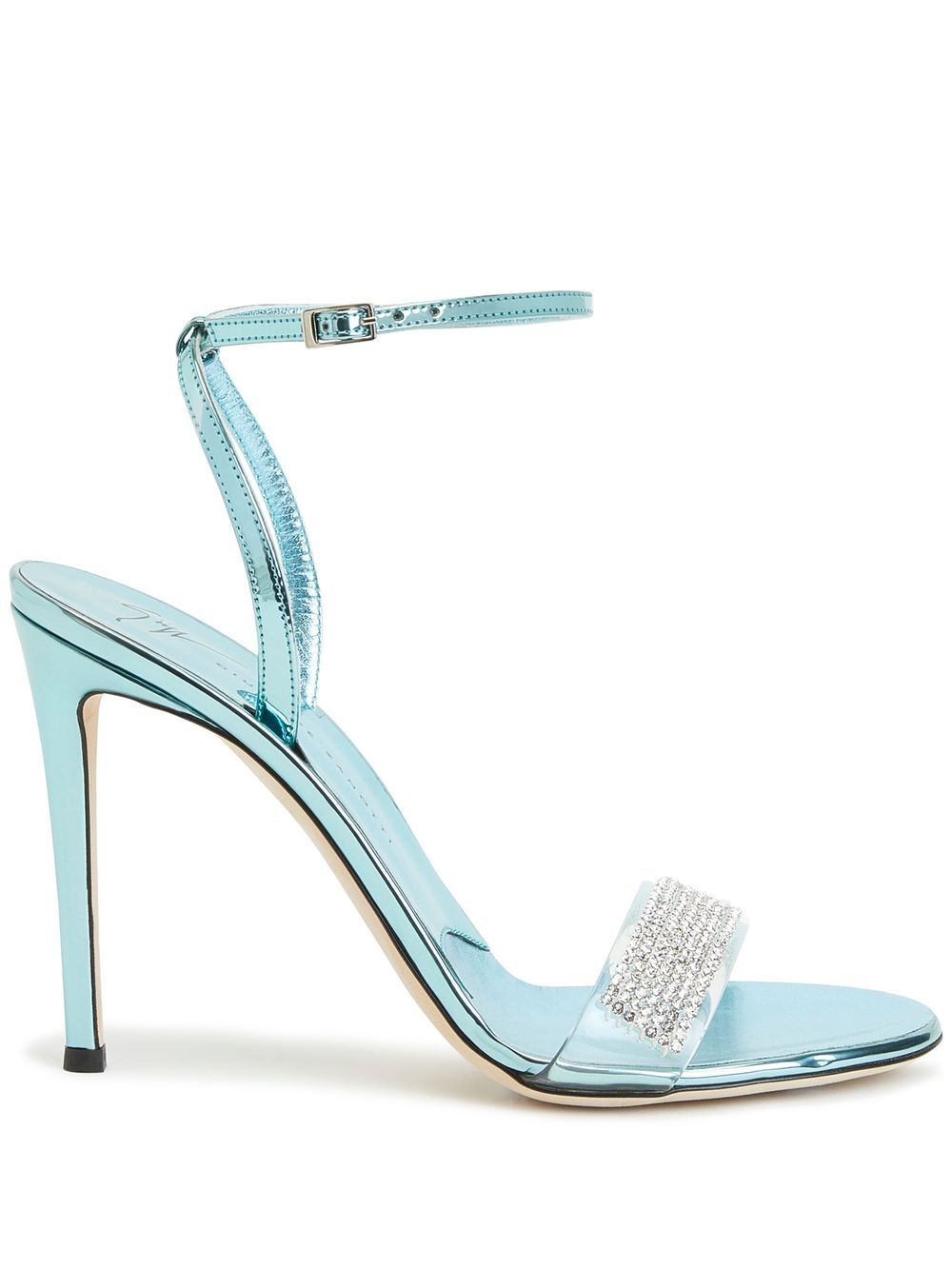 105mm rhinestone metallic sandals - Blue