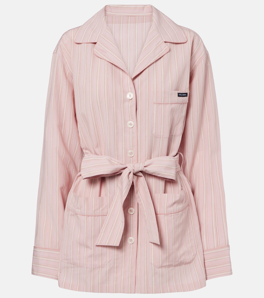 Belted striped shirt