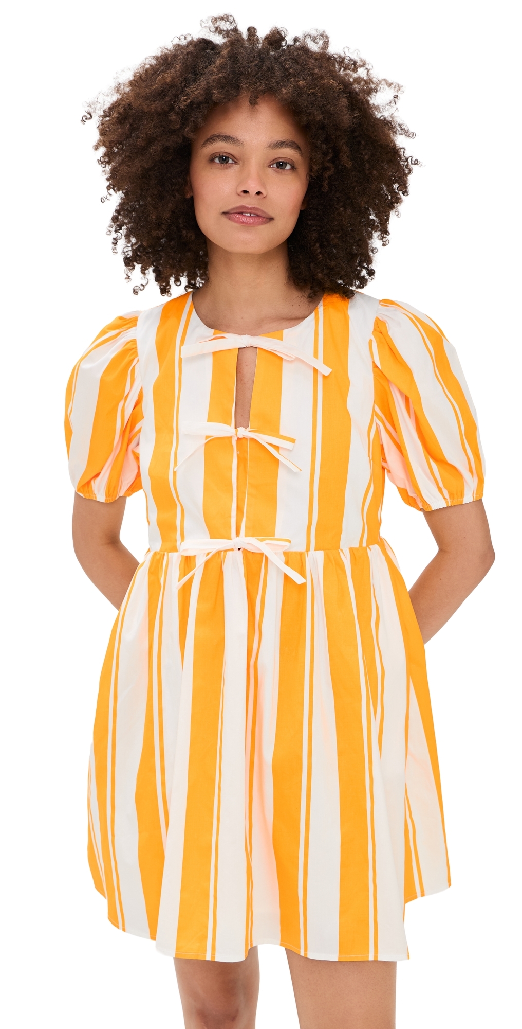 Bold Stripe Mini Dress Yellow/White