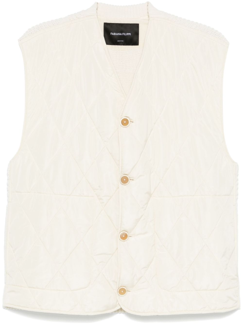 Diamond-quilted gilet - Neutrals