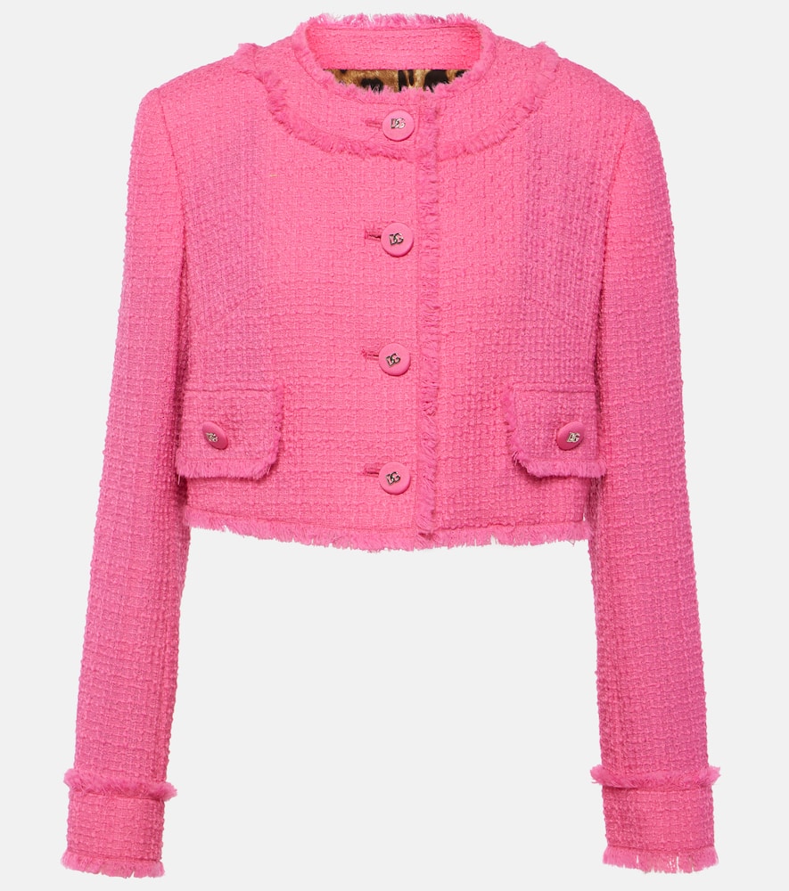 Raschel cropped wool-blend tweed jacket