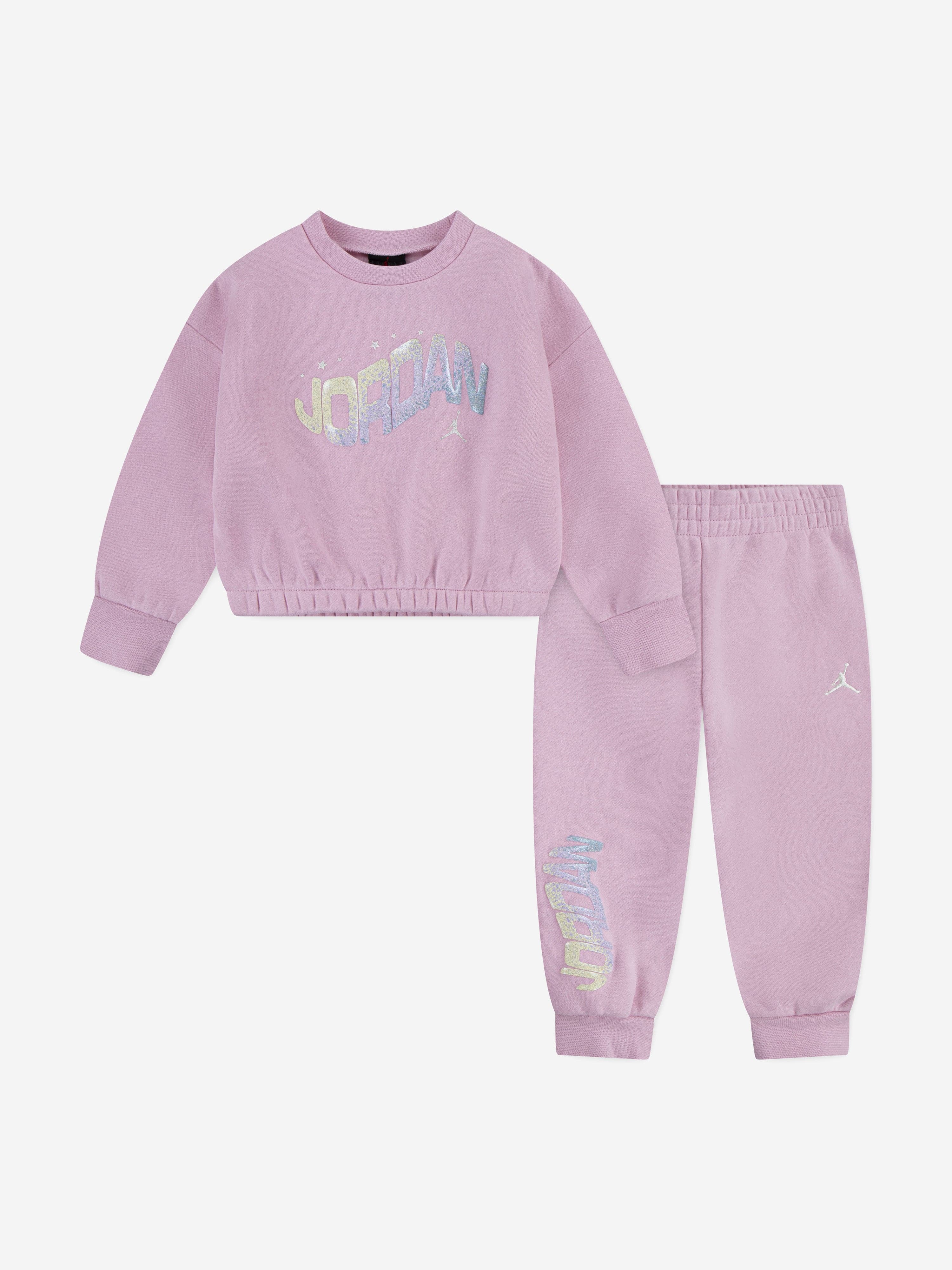 Girls Jumpman Club Bubble Fleece Tracksuit in Pink 12 months By Childsplay Clothing