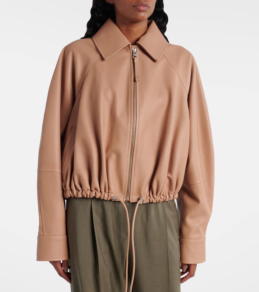 Leather bomber jacket
