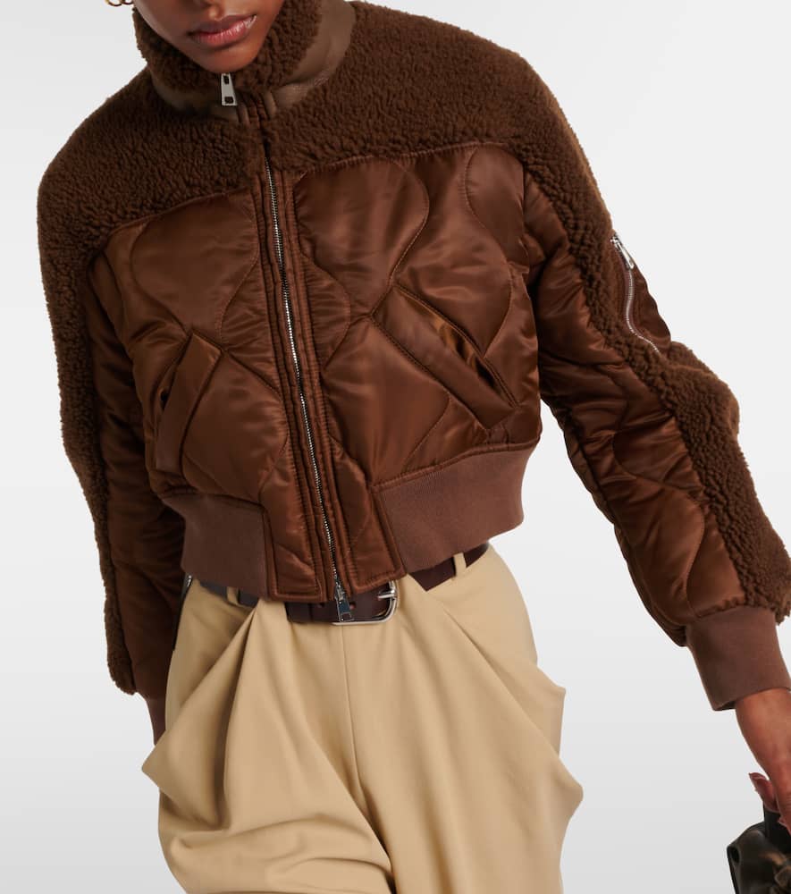 Quilted shearling bomber jacket