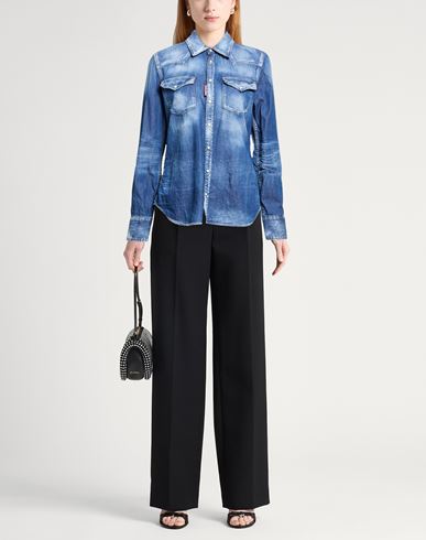 Woman Denim shirt Blue Size 2 Cotton, Elastane