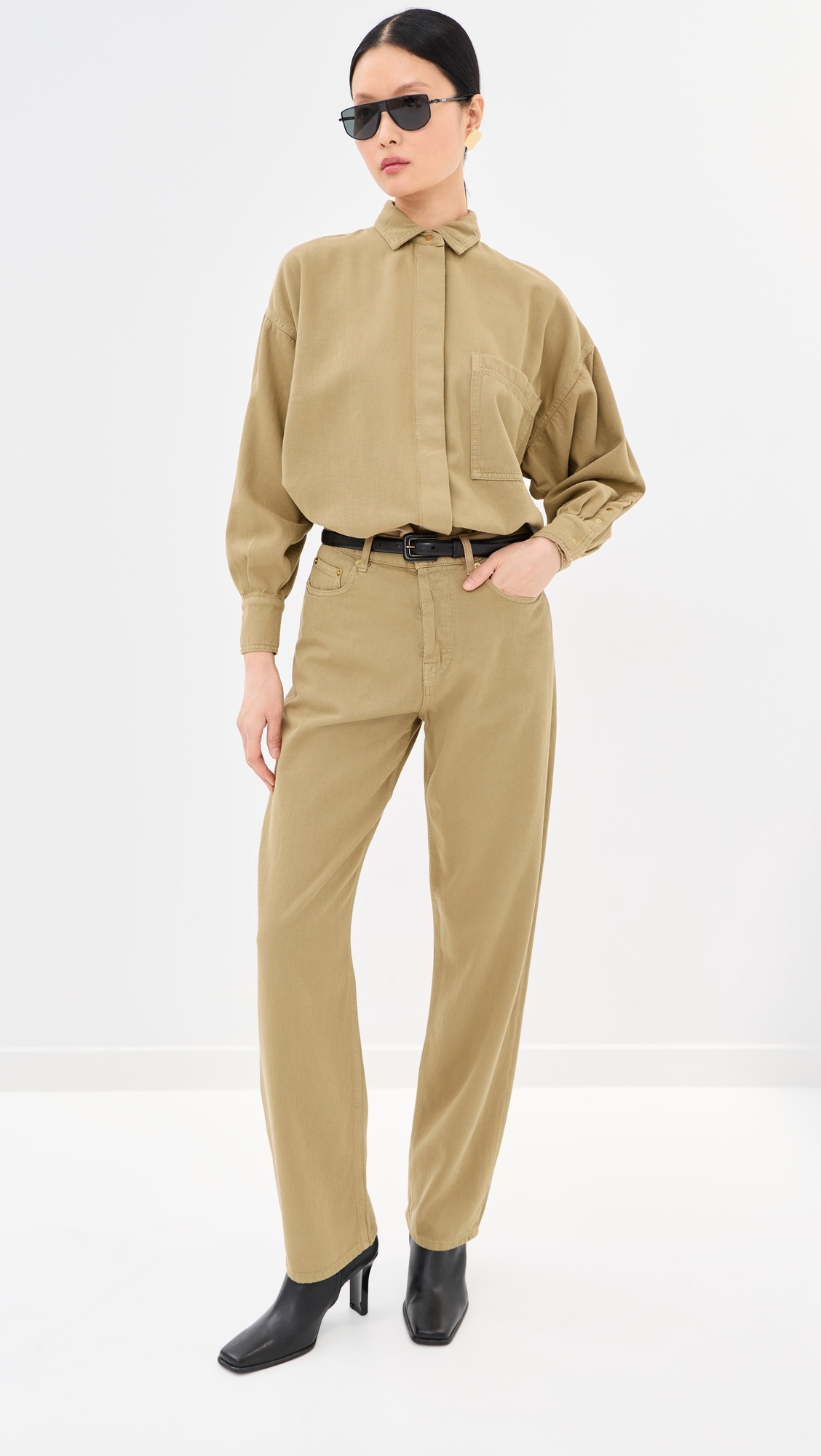 Gale Relaxed Fit Tencel Denim Jeans Sand