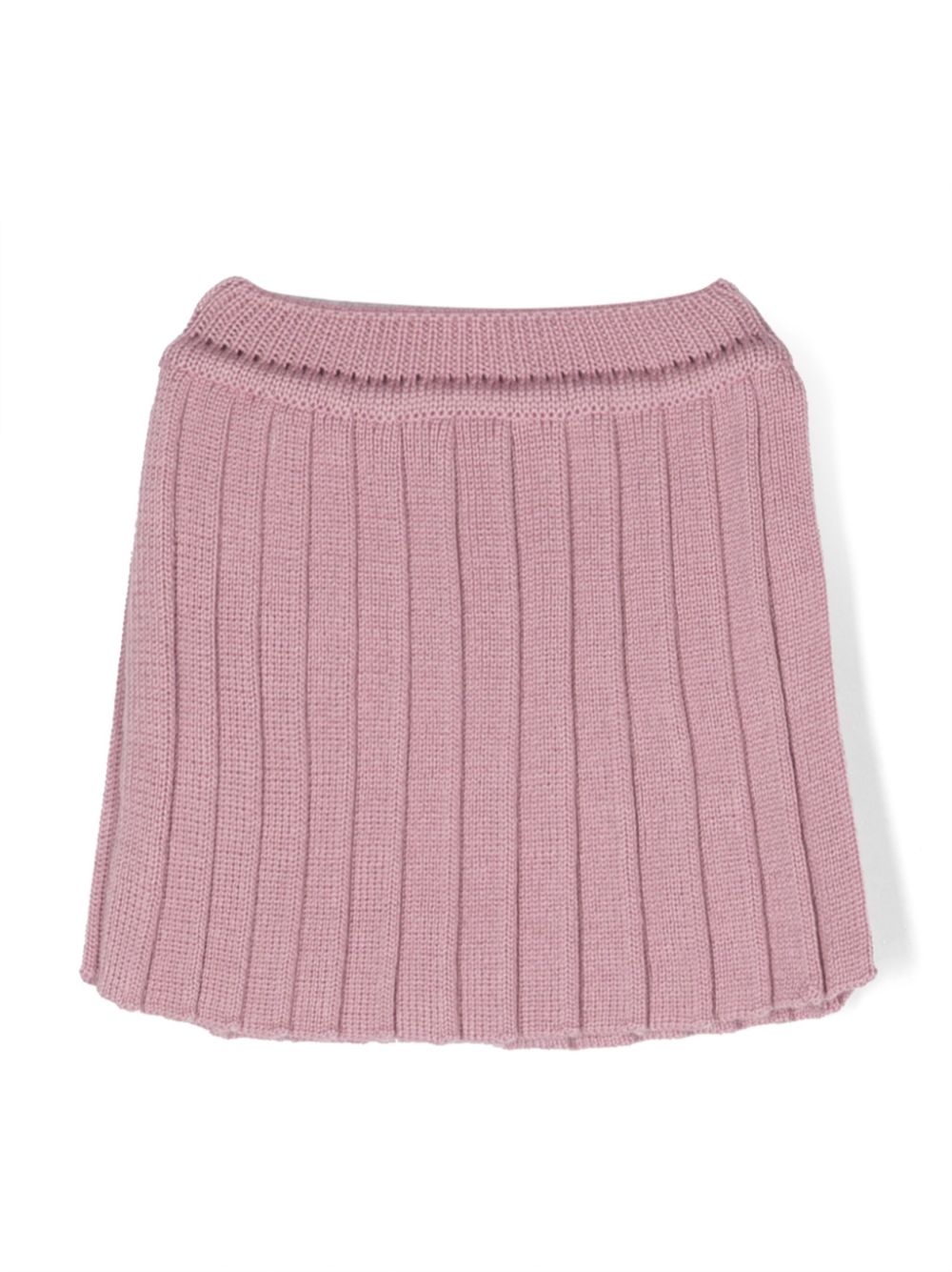 Plissé-effect virgin wool skirt - Pink