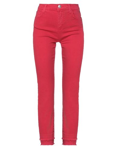 Woman Jeans Red Size 27 Cotton, Elastane