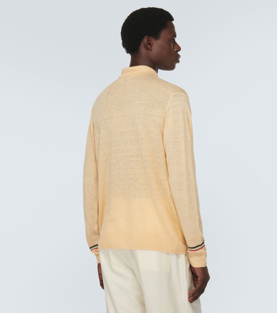 Linen and cotton polo sweater