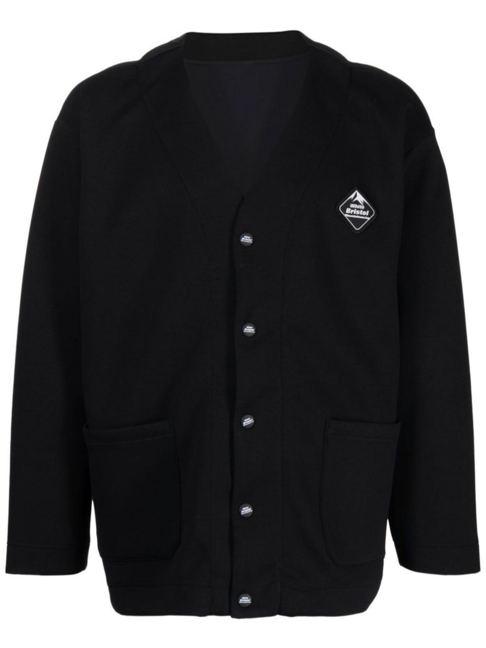 Logo-patch cardigan - Black