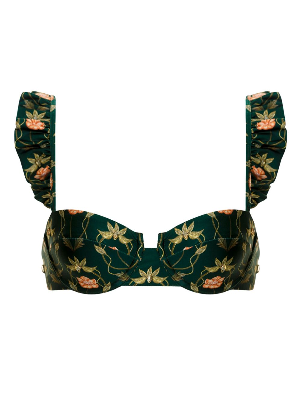 Kiwi Esotérico floral-print bikini top - Green
