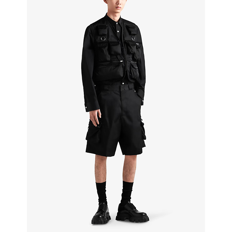 Mens Black Logo-print Quilted-pattern Re-Nylon Vest