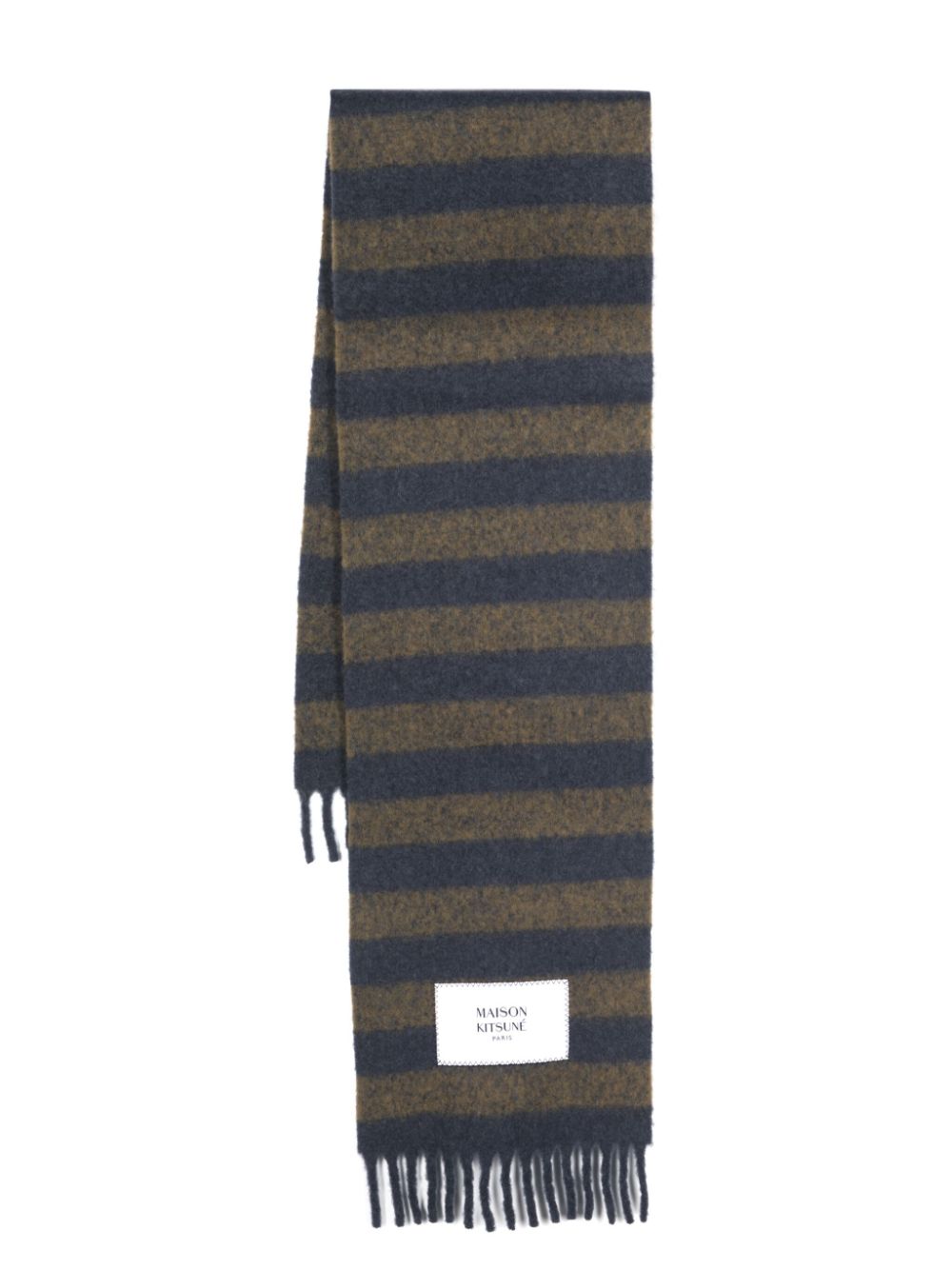Logo-patch striped scarf - Blue