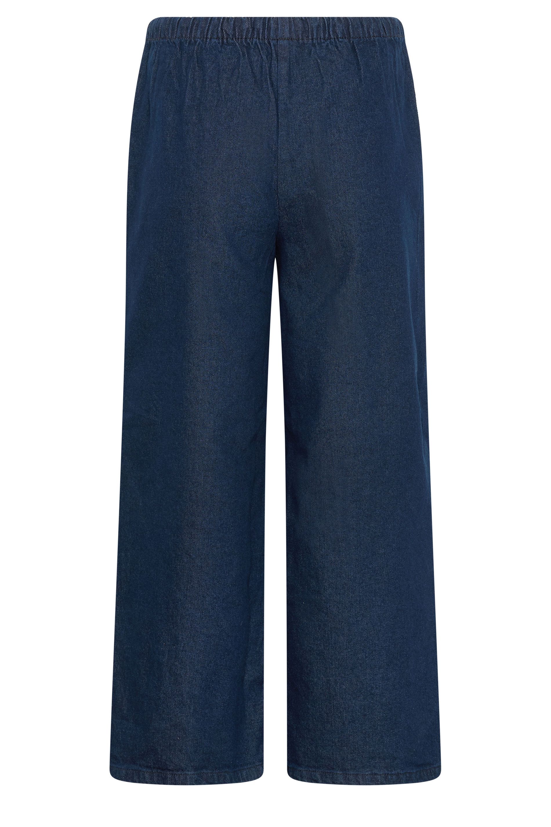 PixieGirl Women's Petite Wide Leg Drawstring Jeans in Blue