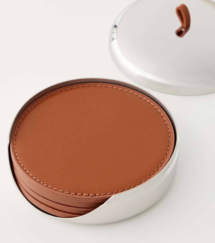Sky set of 4 leather coasters by Aurélien Barbry