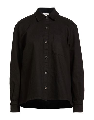 Woman Denim shirt Black Size S Cotton, Elastane