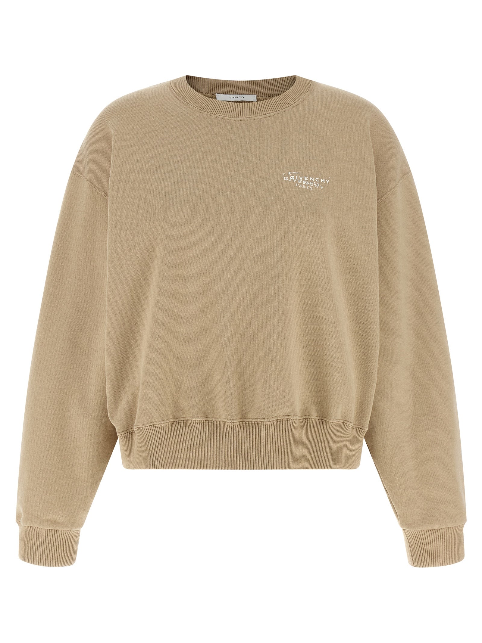 Logo-Embroidered Cotton Sweatshirt — Beige