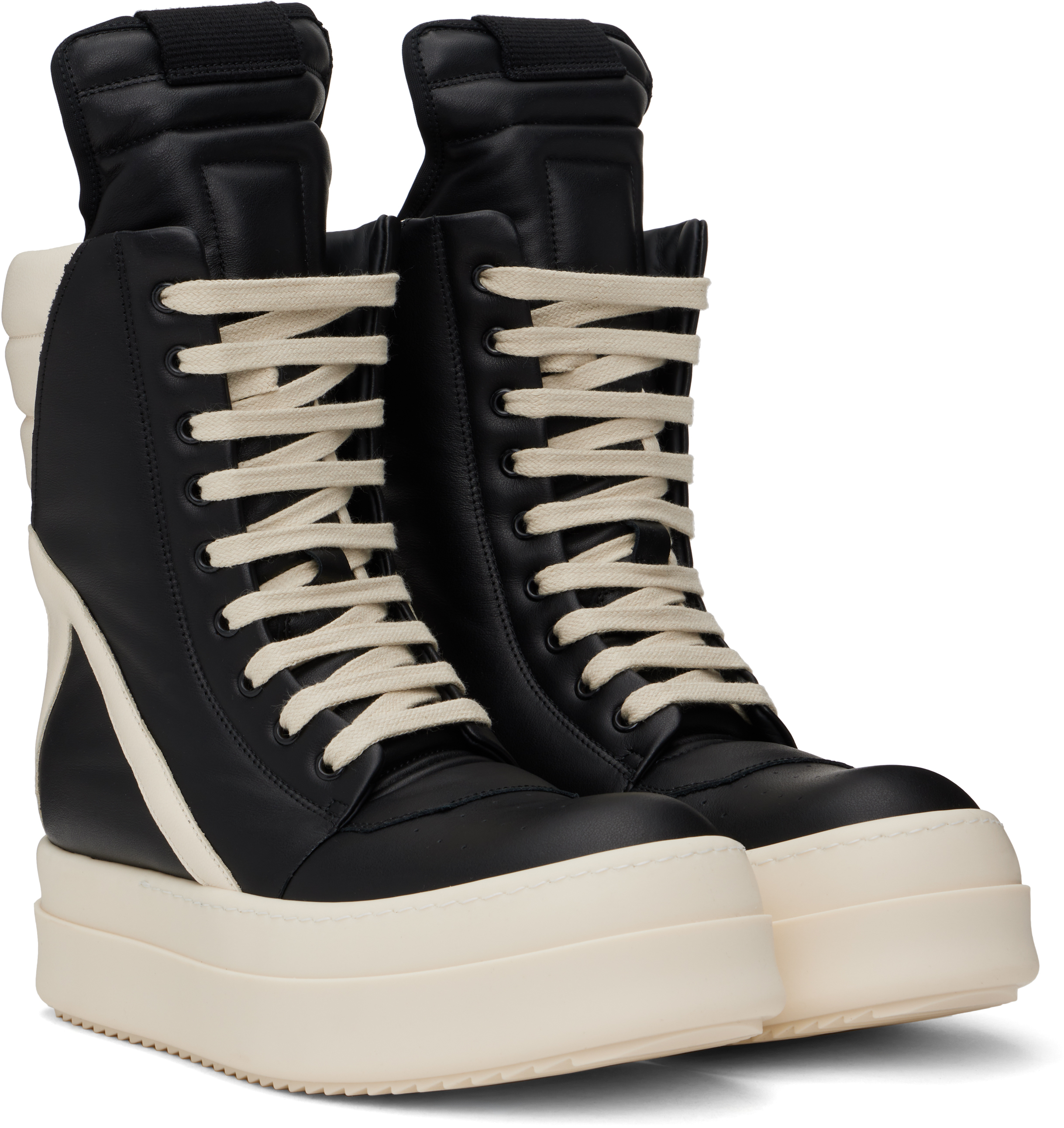 Rick Owens Black & Off-White Hollywood Mega Geobasket Sneakers