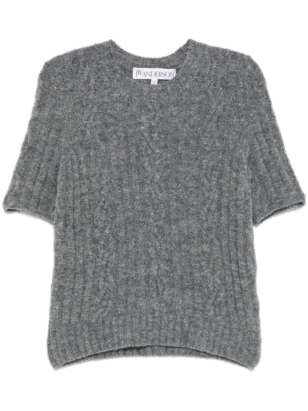 Cable-knit short sleeve T-shirt - Grey