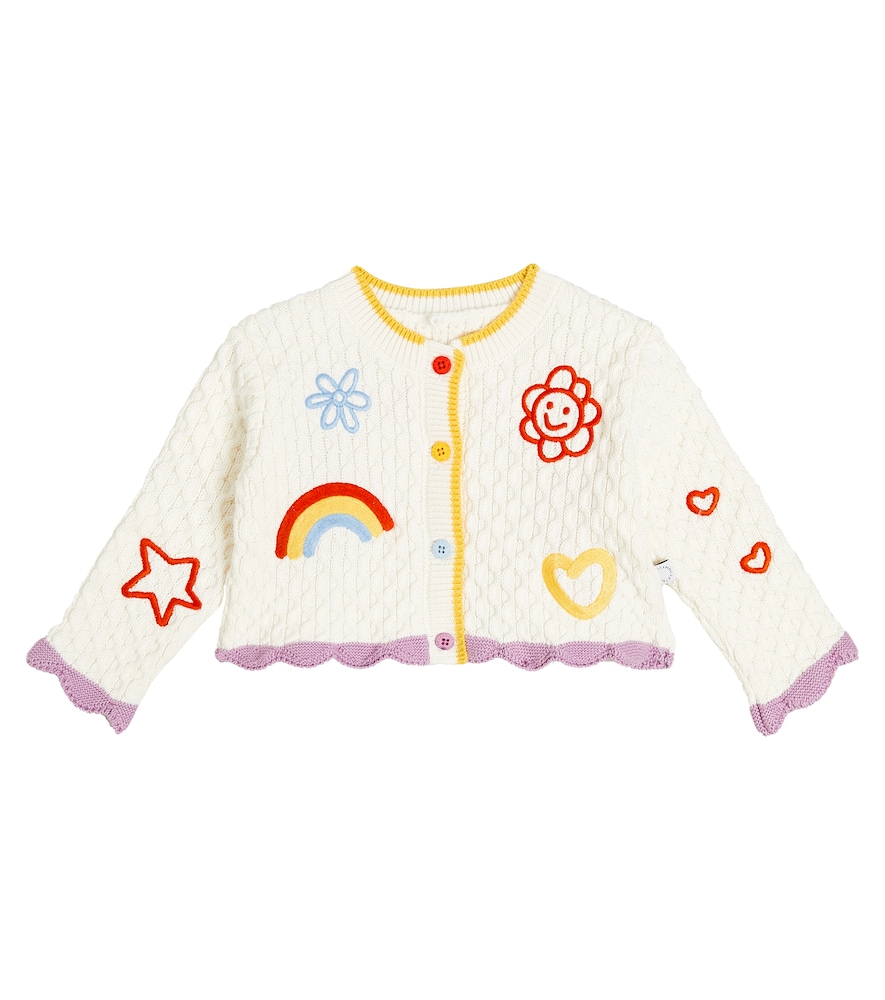 Baby embroidered cable-knit cotton cardigan