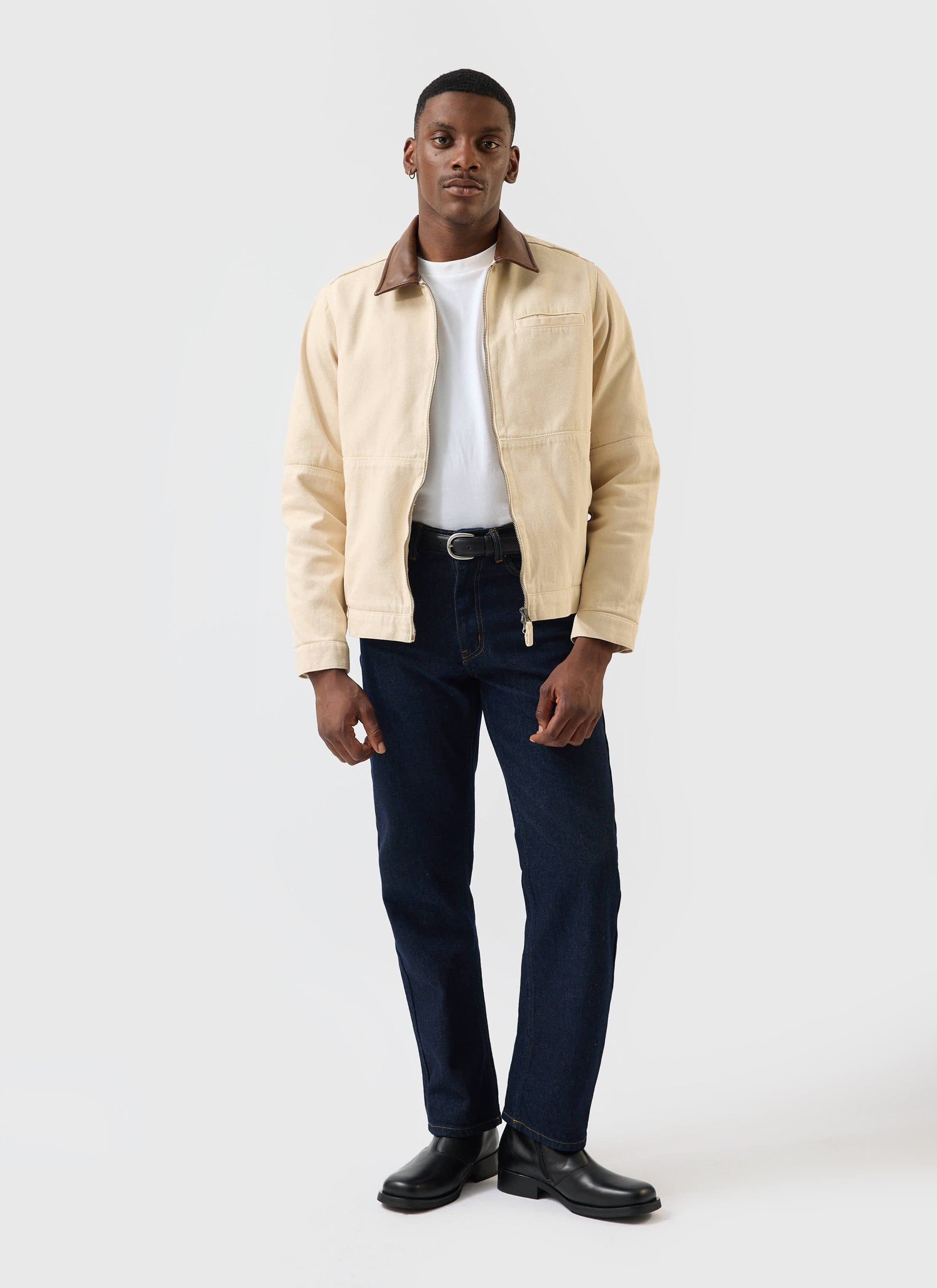Preface Contrast Collar Jacket Cotton Twill Cream