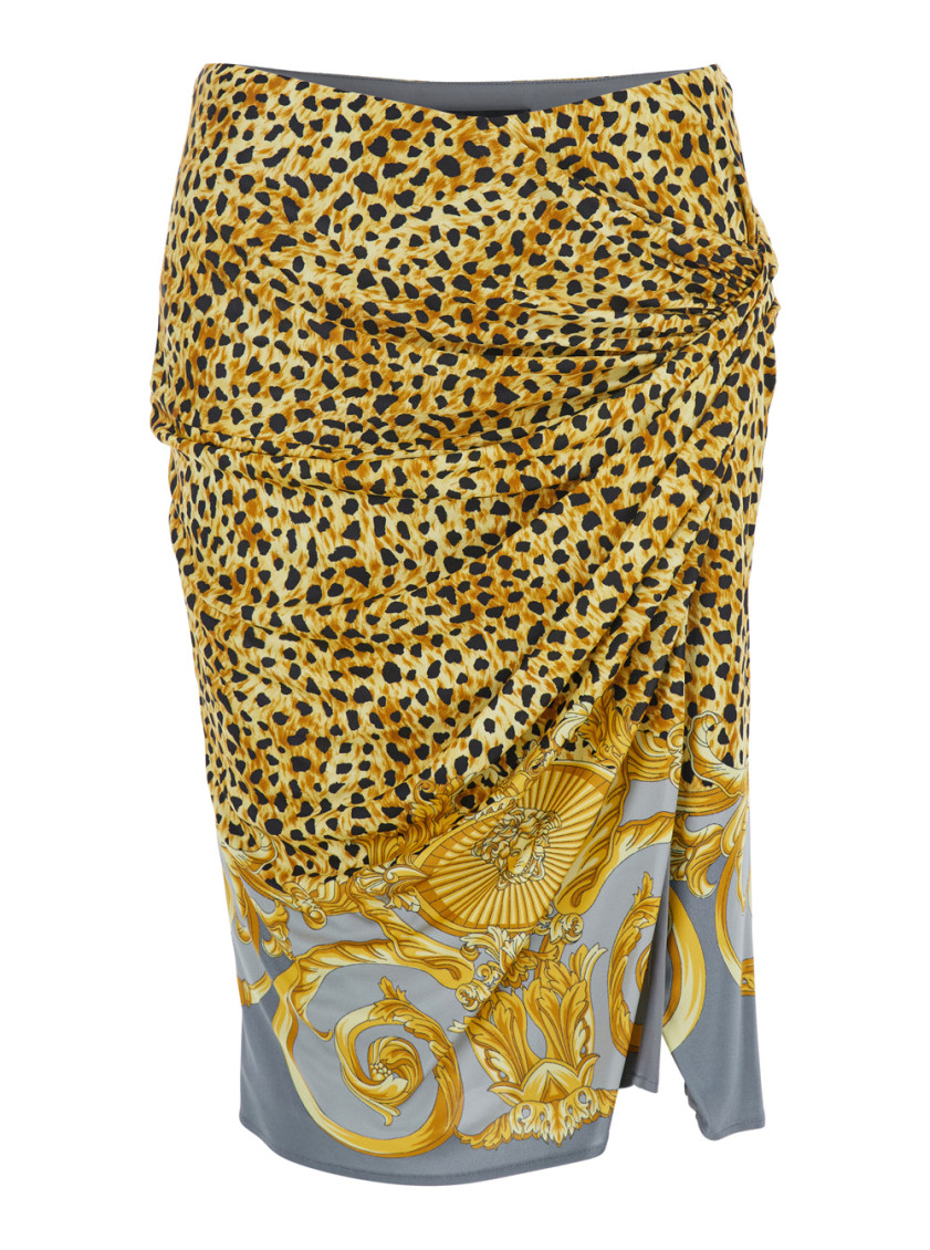 Skirt Cheetah Foulard On Responsible Heavy Viscose Liquid Jersey