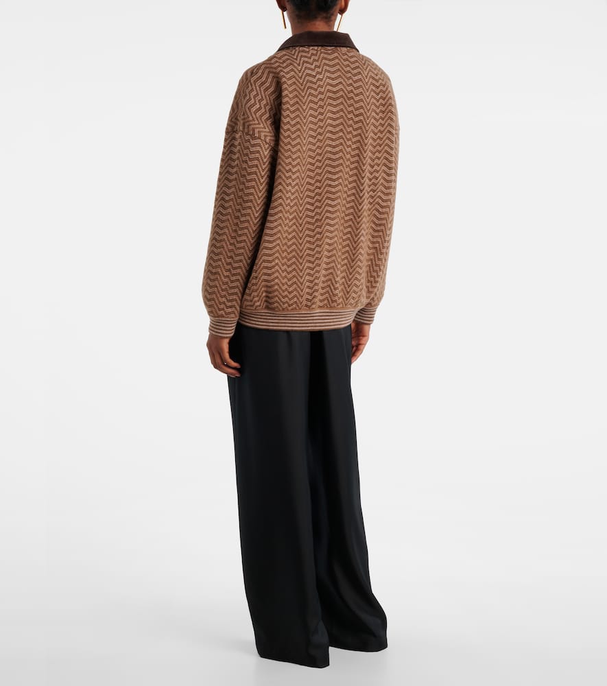 Zigzag wool and cotton polo sweater