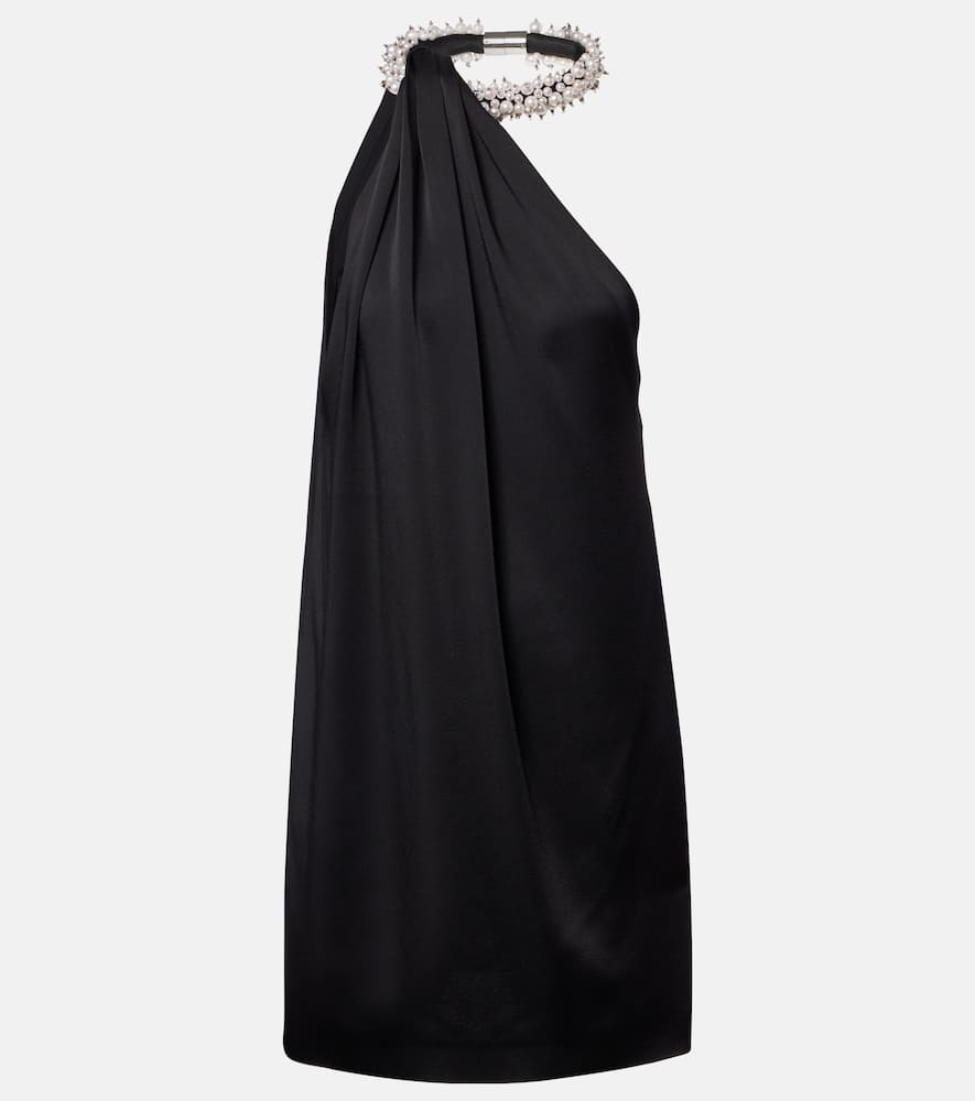 Embellished satin minidress