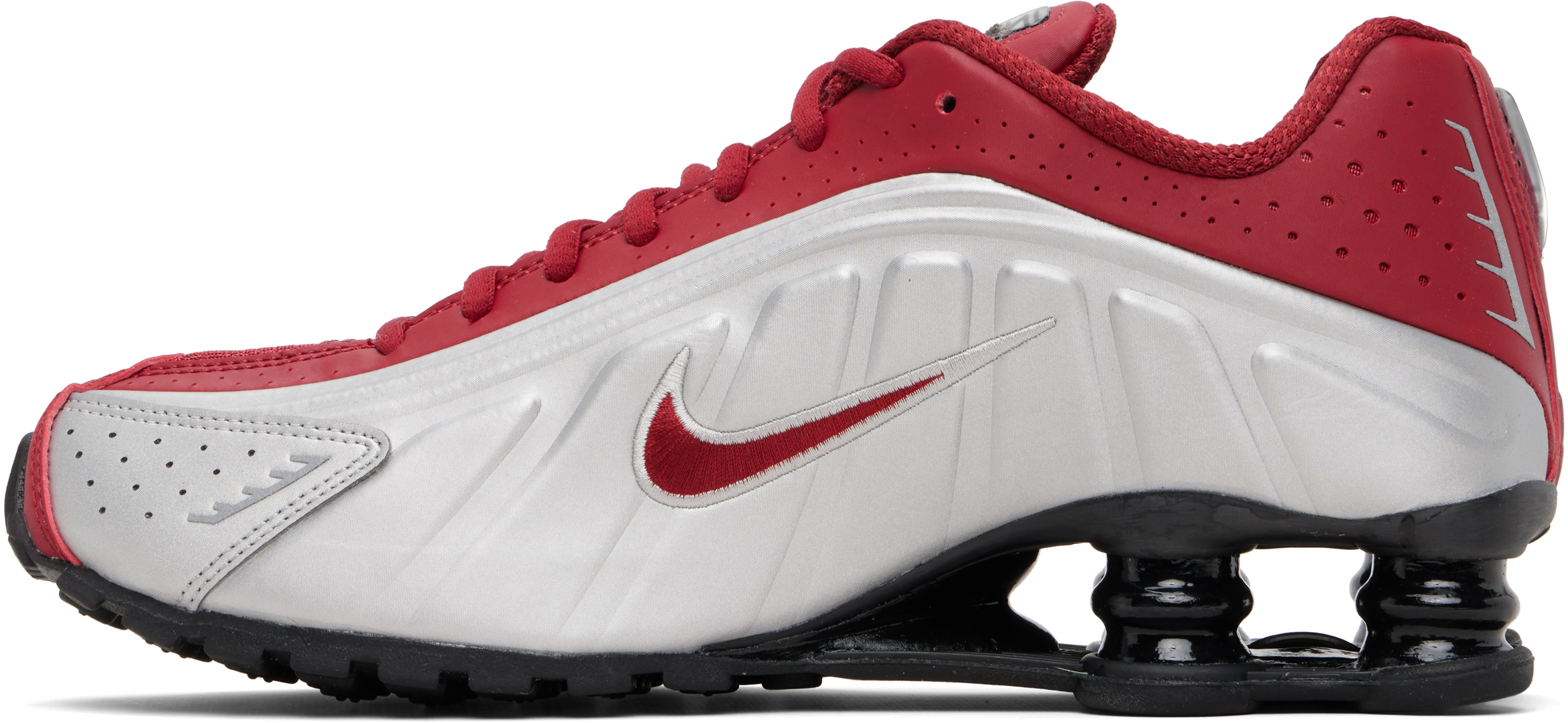 Red & Silver Shox R4 Sneakers