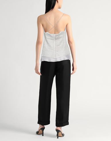 Woman Top Silver Size XL Cotton, Polyester, Polyamide, Elastane