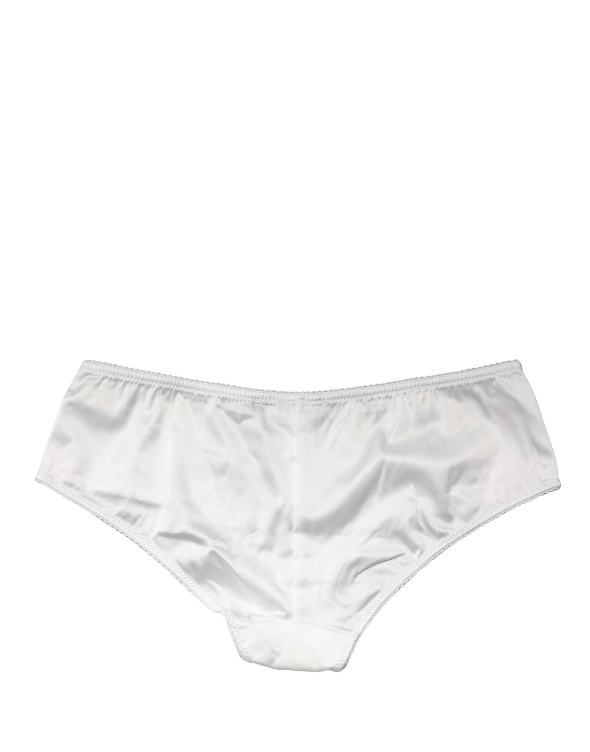 Silk-Elastane Mid Waist Brief — White