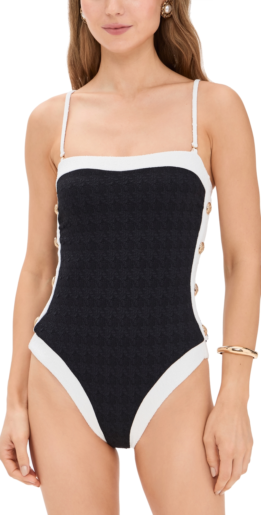 Tory Colorblock Chic Bandeau One Piece Black