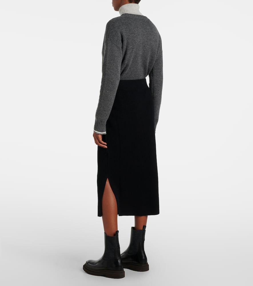 Wool, cashmere and silk midi skirt