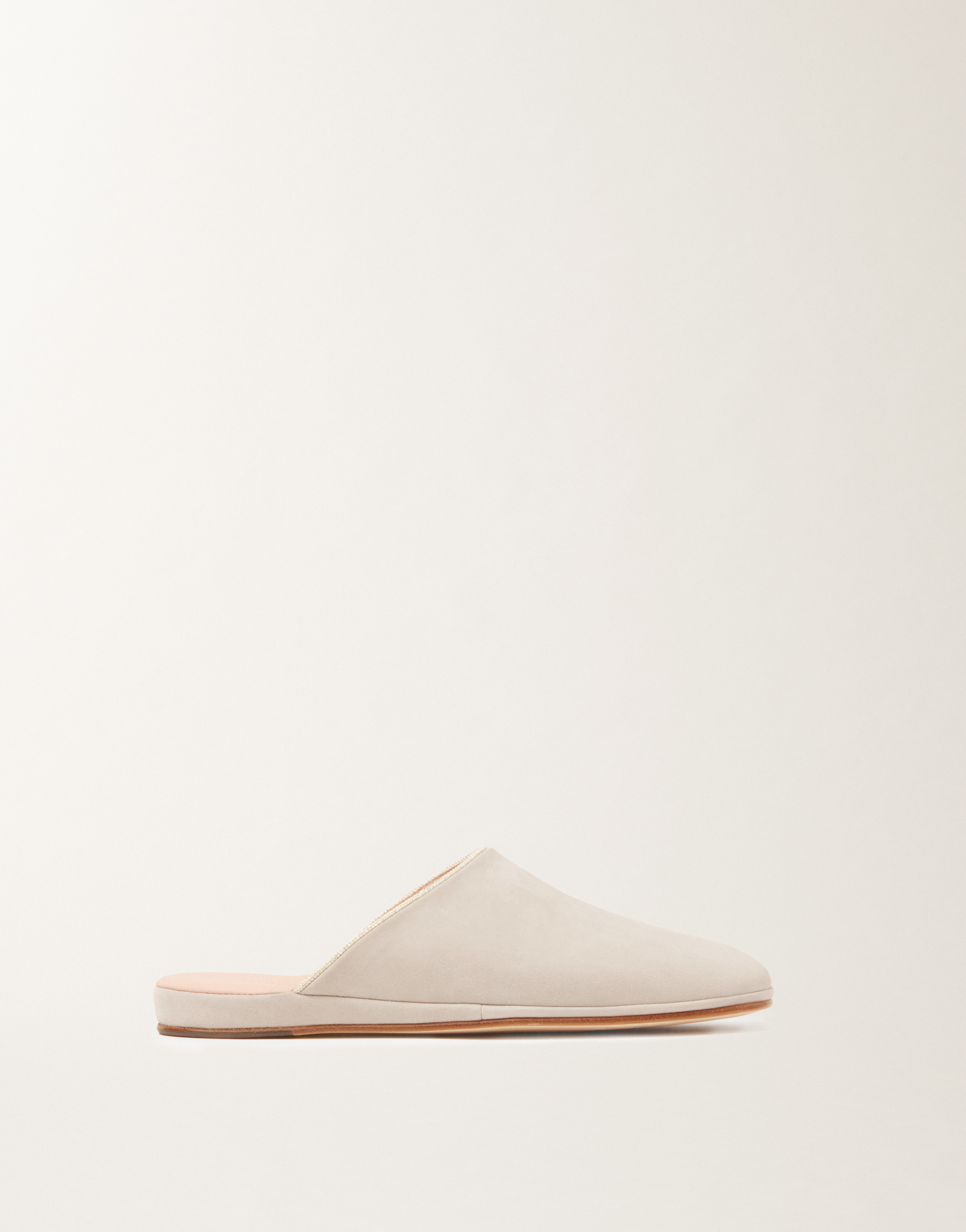 Suede slippers in ice grey