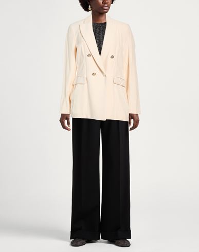 Woman Blazer Cream Size 10 Viscose, Cotton, Polyamide