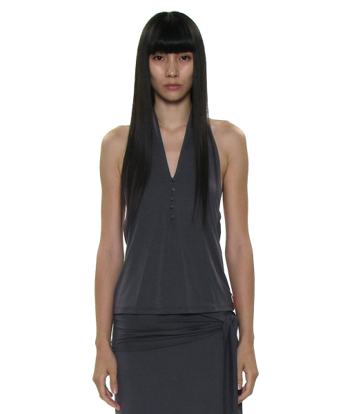 PWC Button-Up Jersey Halter Neck Top