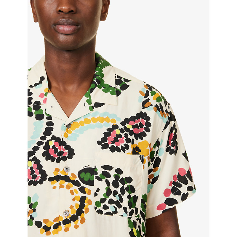 Mens White Smoke Multi Paisley-patterned Spread-collar Woven Shirt 