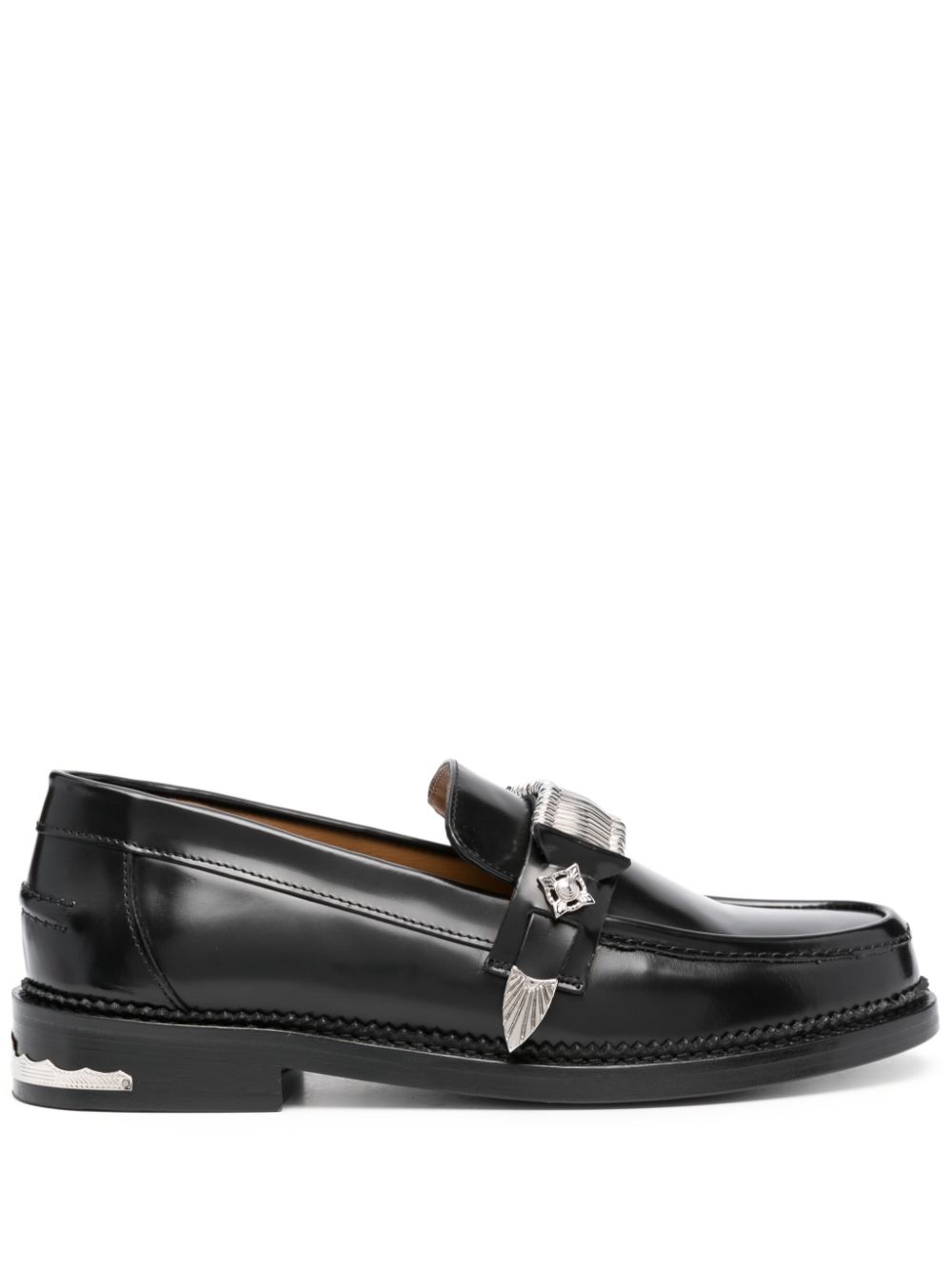 Buckle-detail leather loafers - Black