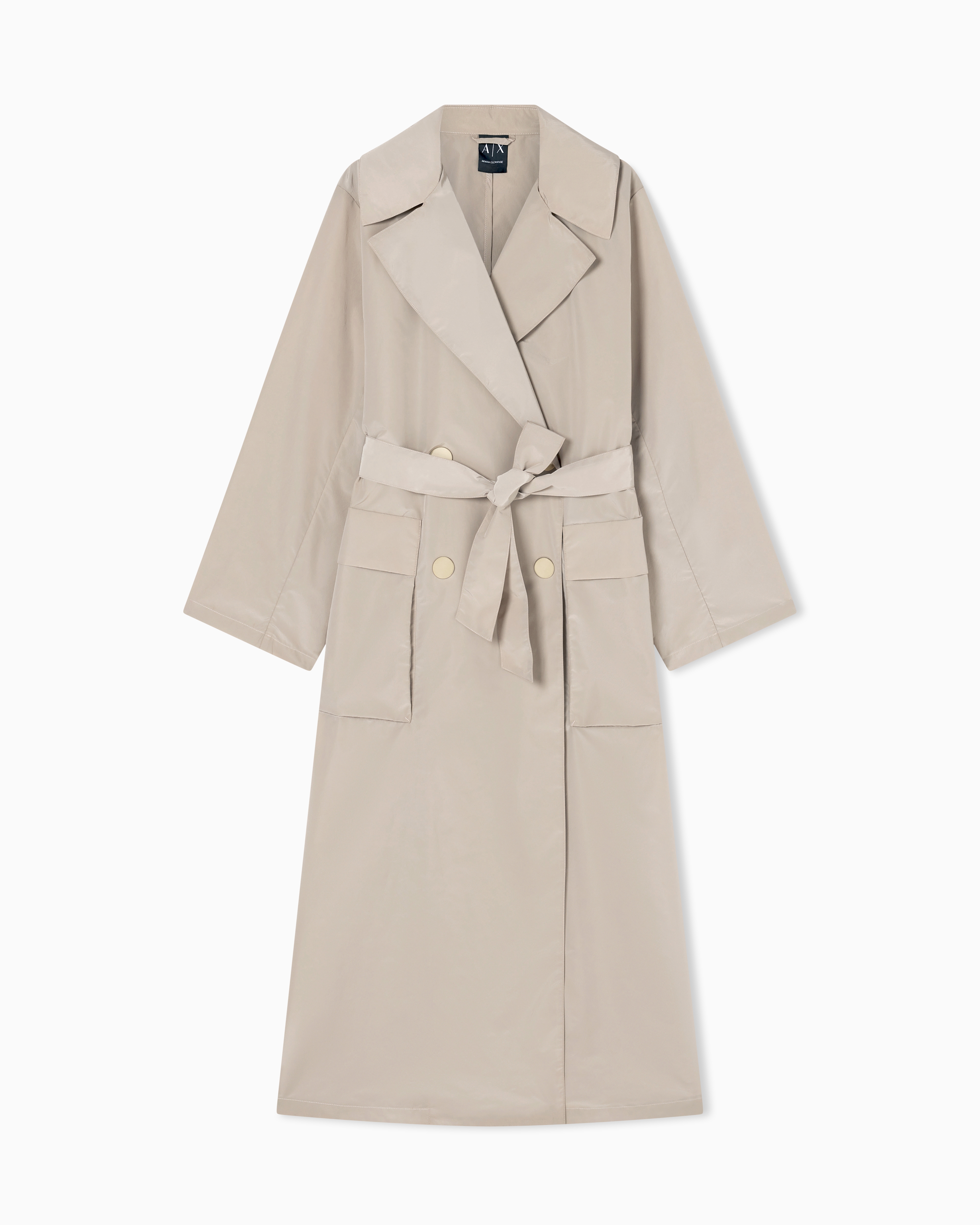 Double-breasted trench coat with belt