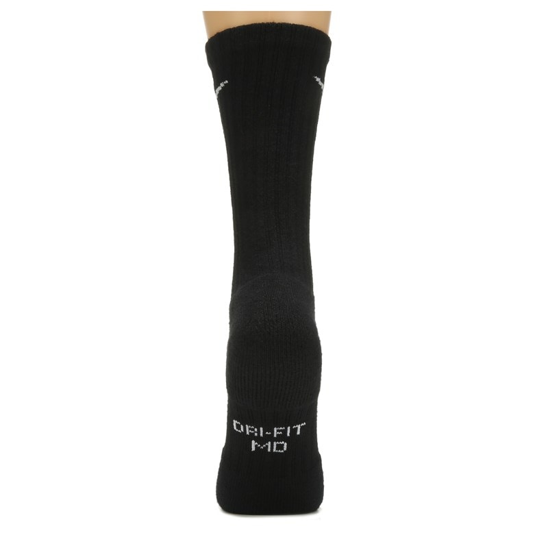 6 Pack Youth Medium Cushioned Crew Socks (Black)