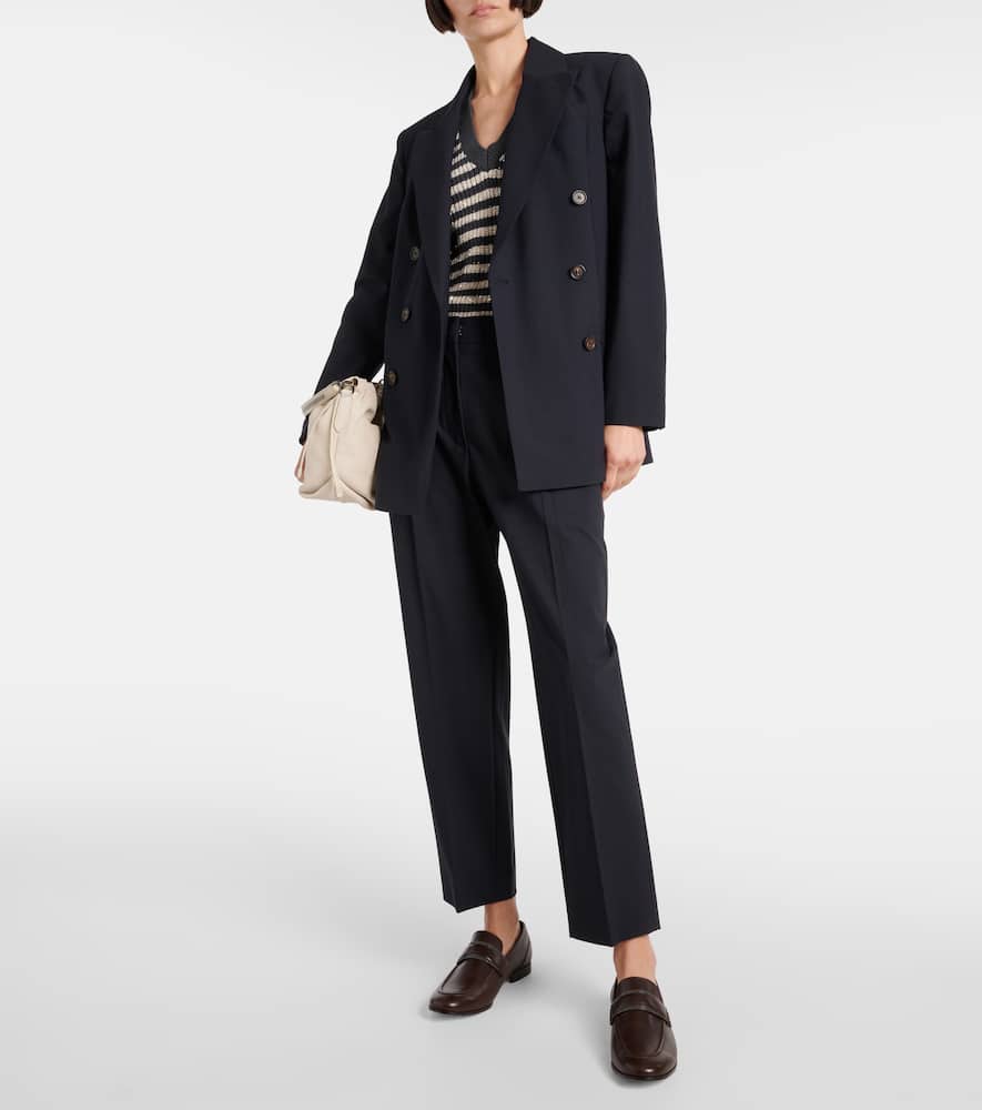 Double-breasted wool-blend blazer