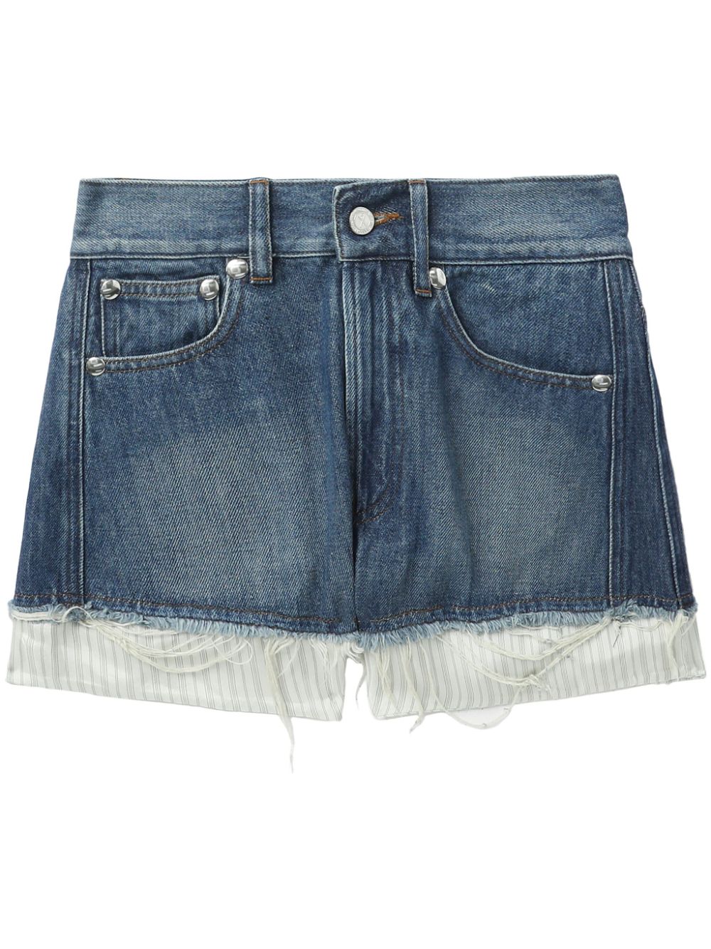 Layered denim shorts - Blue