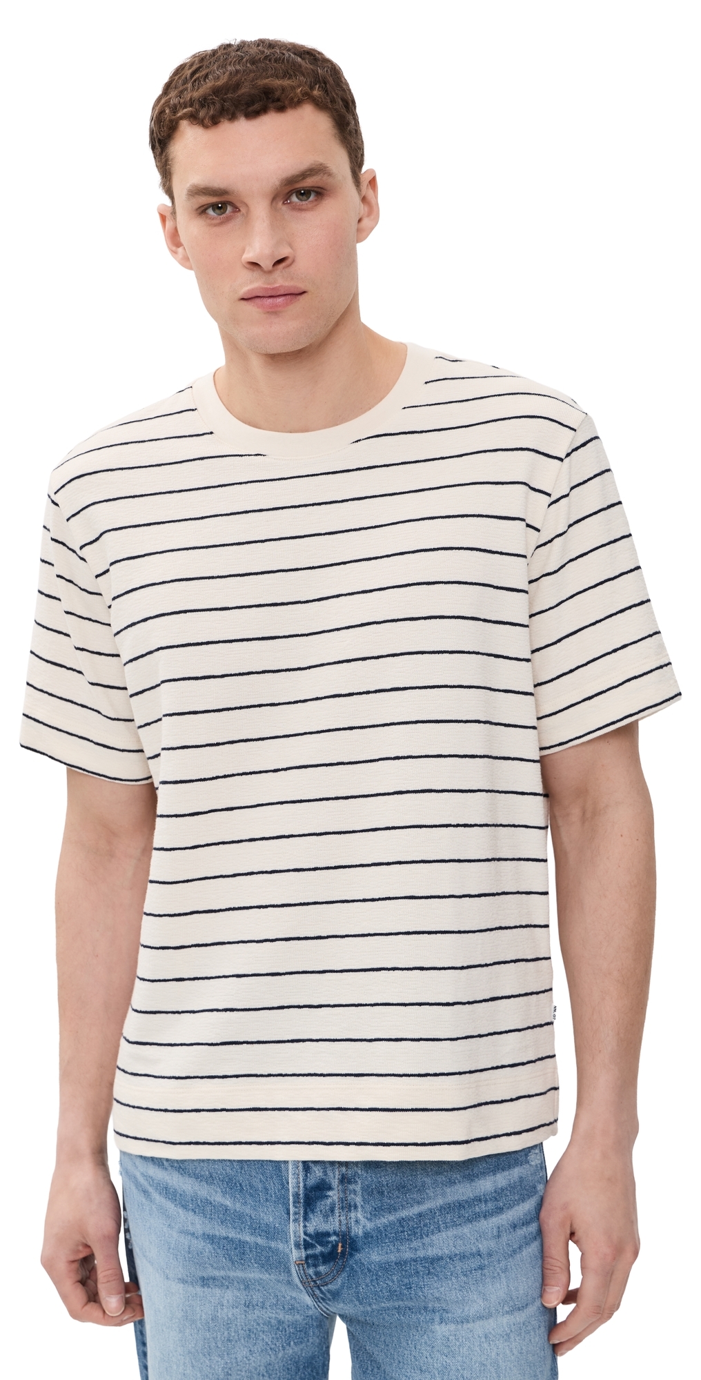 Pedro Textured Stripe Tee Navy Blue