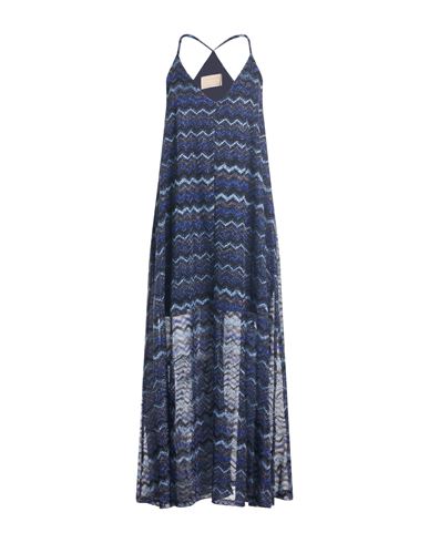 Woman Midi dress Midnight blue Size 6 Polyamide, Metallic Polyester, Polyester, Viscose
