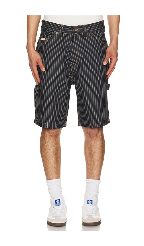 Iron & Resin Dennis Striped Denim Shorts in Navy. - 30 also , 32, 33