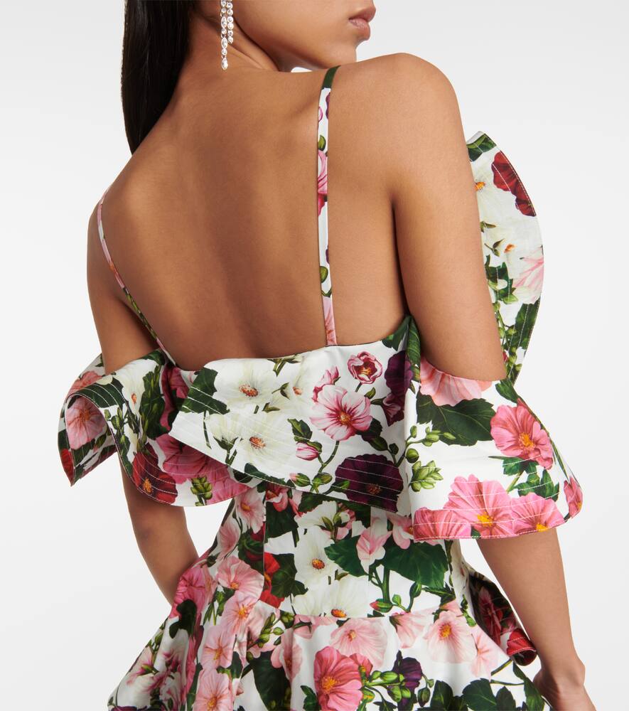Ruffled floral cotton-blend minidress