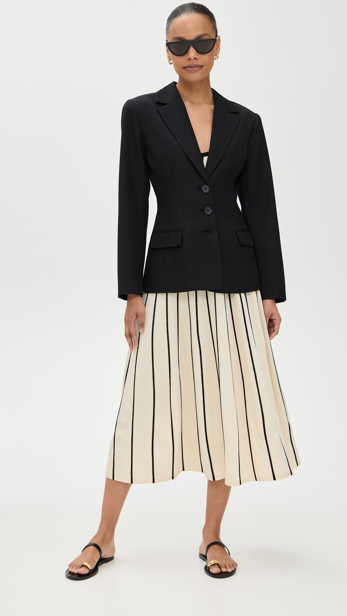 Irecia Sweater Dress Stripe Black Cream