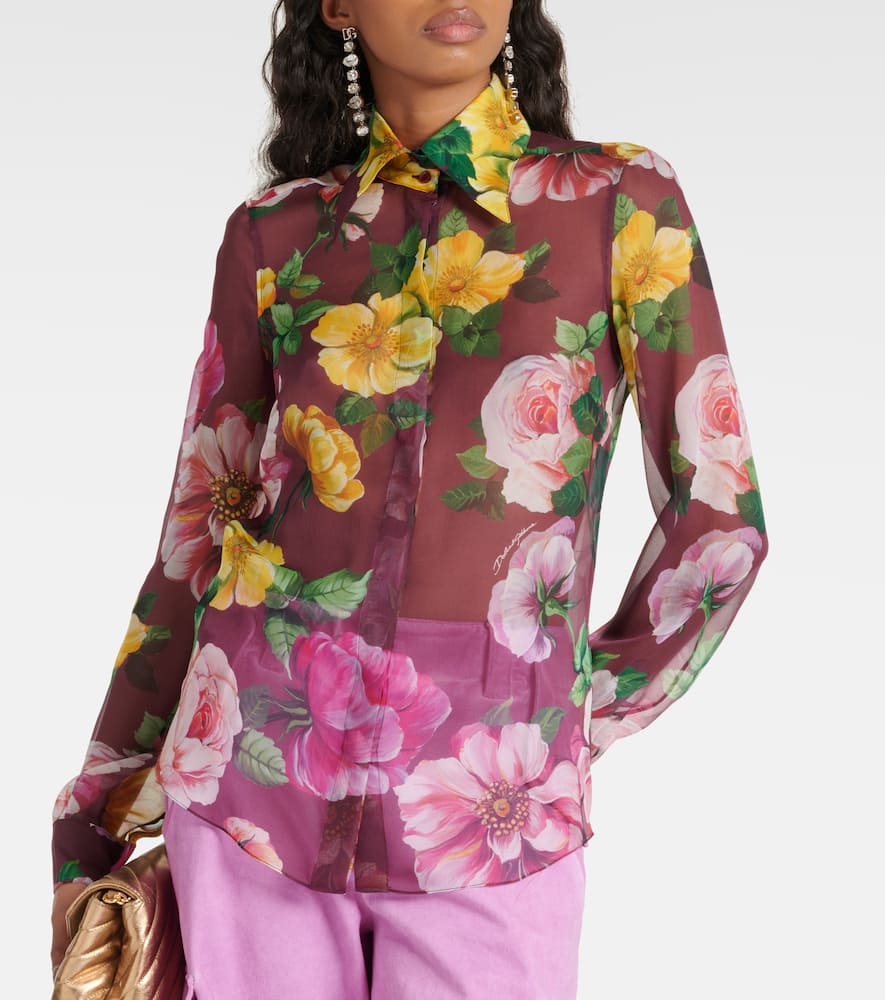 Printed silk chiffon blouse