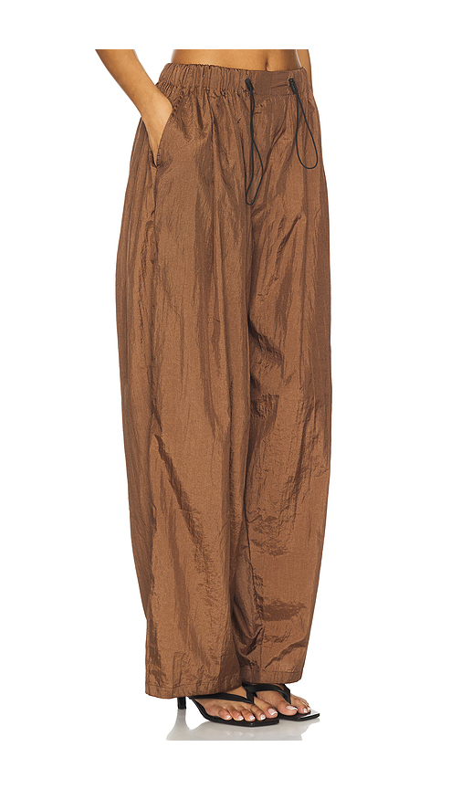 SWF Parachute Draped Wide-Leg Pant in Brown. XL. Also in L, M